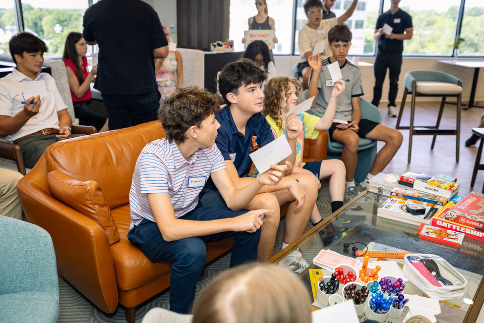 Students working together on the couch