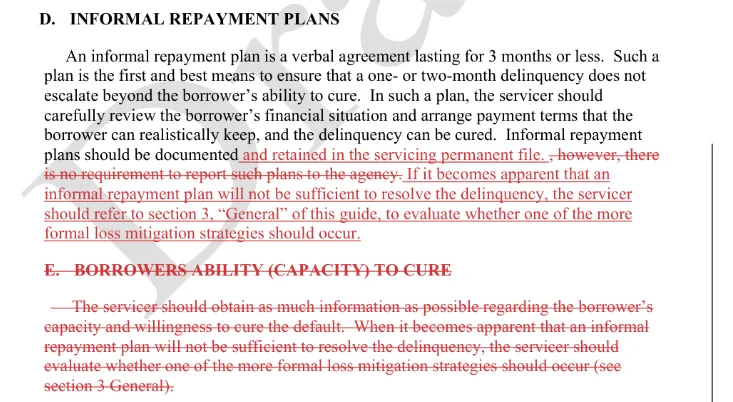 A typical redline markup change from a federal housing agency. These are great for humans and terrible for machines.