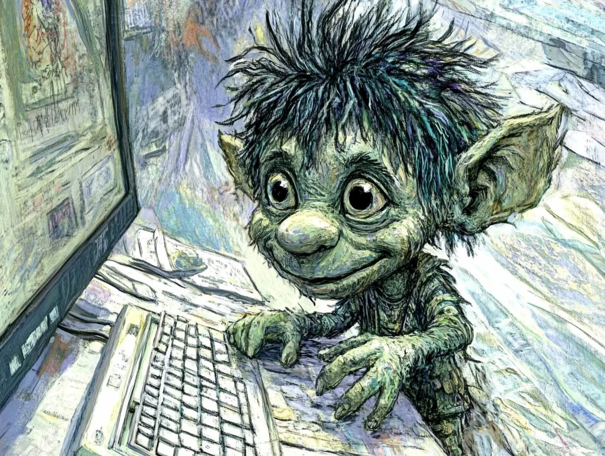 A curious troll, scrolling the internet for mortgage regulatory and policy changes. Created by Midjourney.